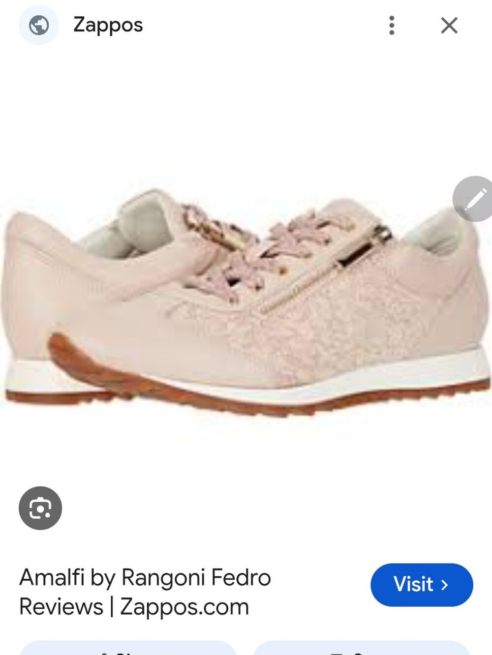 Amalfi by Rangoni Fedro Double Zip Sneakers Blush Lace-Up Sneaker